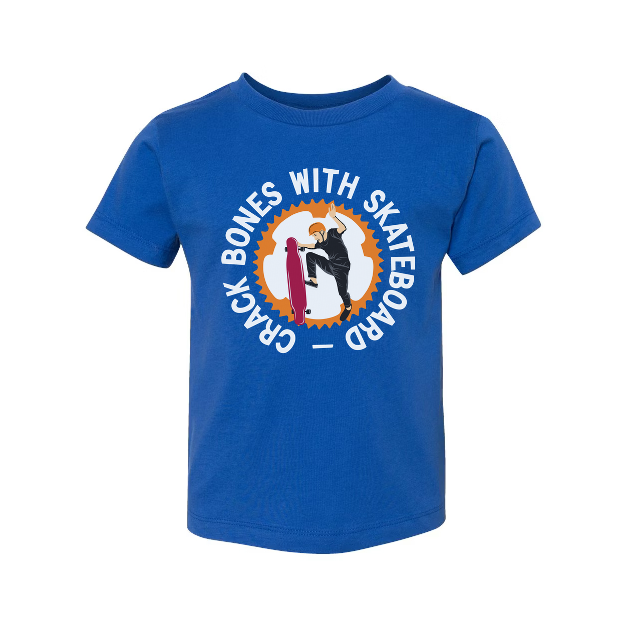 Unisex Skateboarding Graphic Tee With Circular Gear Design Featuring Rider Performing Trick