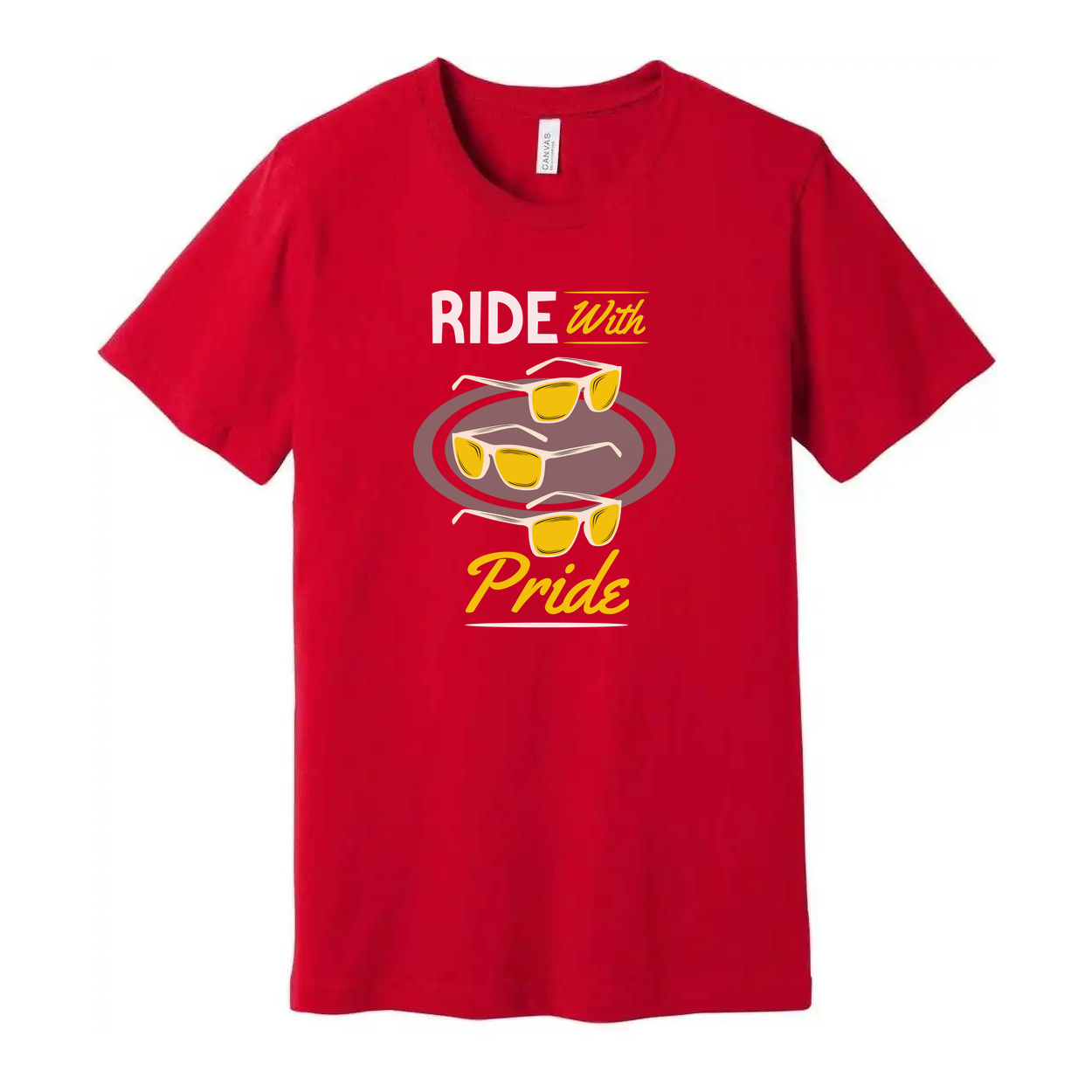Ride With Pride Skateboard Graphic Unisex T Shirt Featuring Sunglasses Motif Casual Everyday Wear