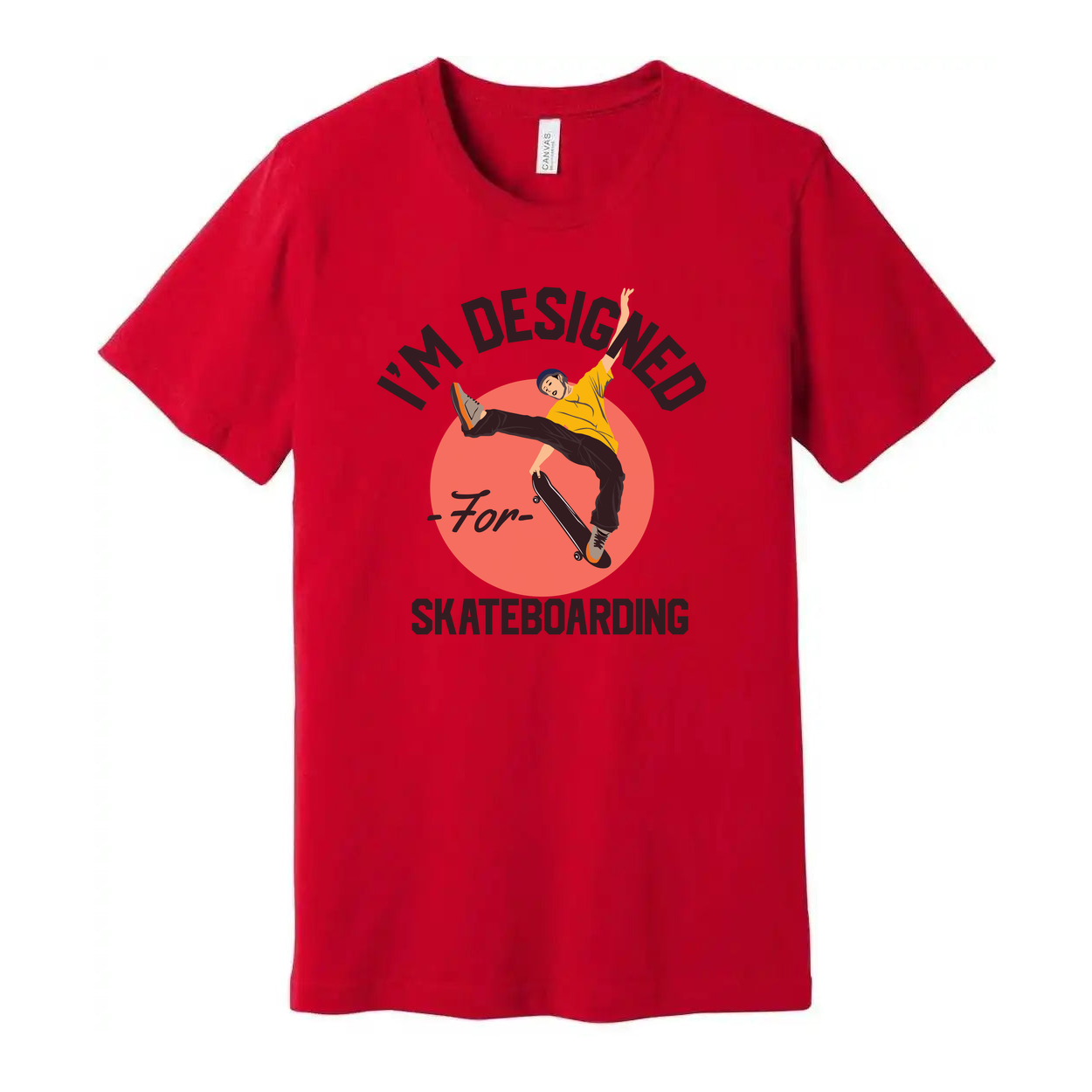 Unisex Skateboarding Graphic T Shirt Featuring Skater Illustration Over Circular Background
