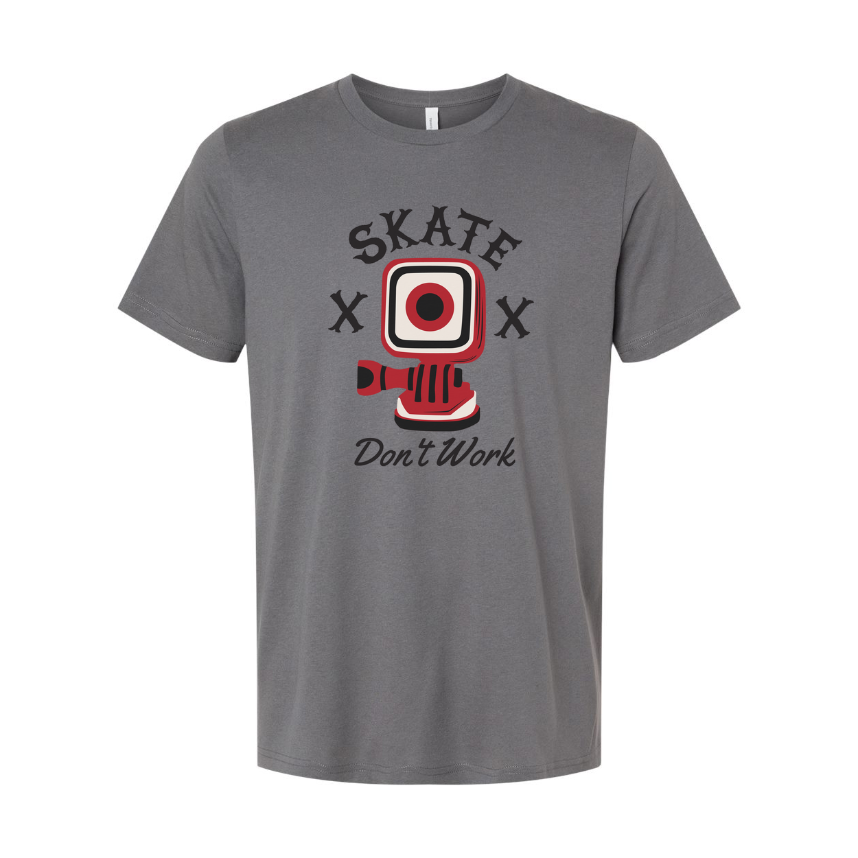 Skate Don't Work Graphic T Shirt Unisex Short Sleeve Tee With Red Camera Illustration Design