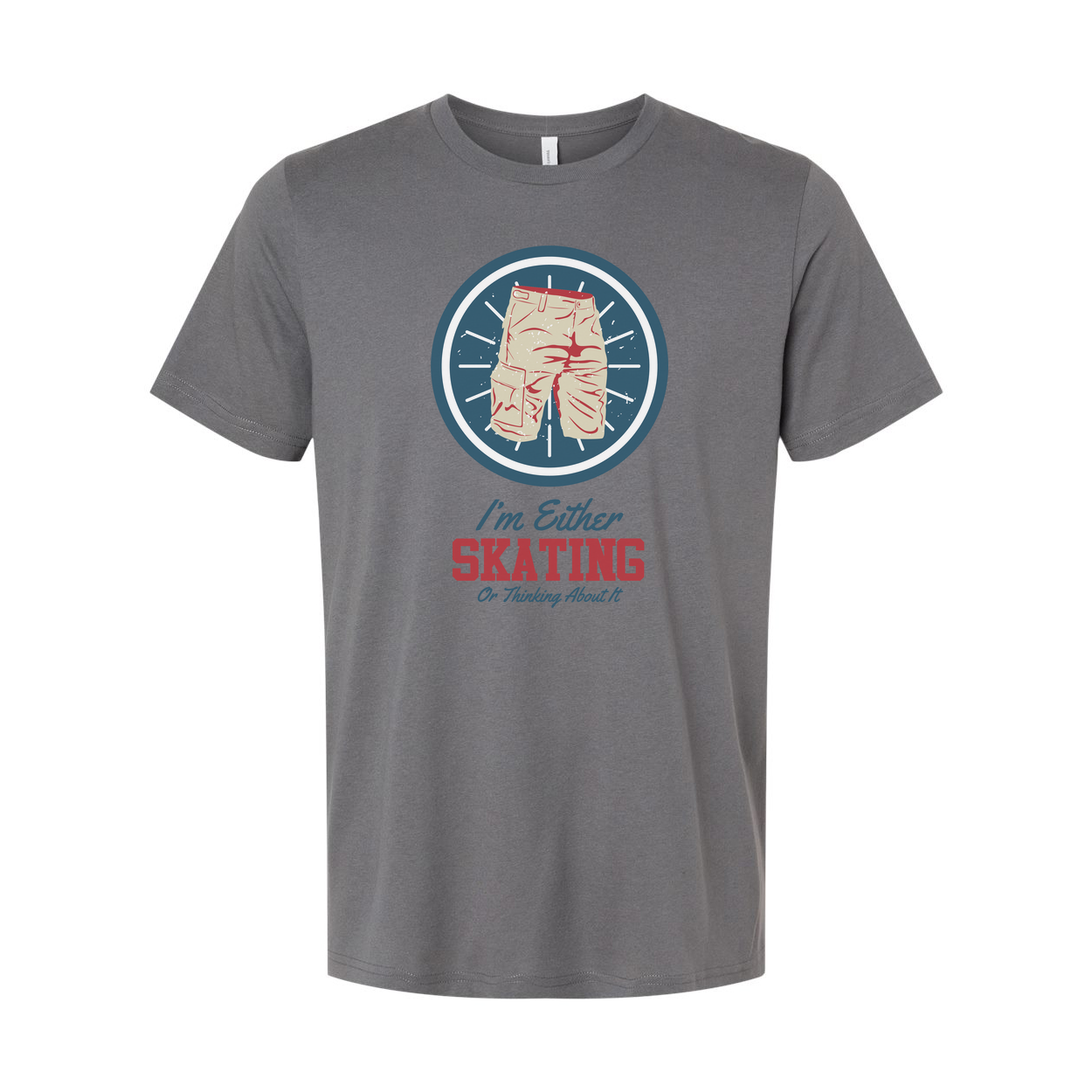 Unisex Skateboarding T Shirt With Circular Shorts Icon And Quote