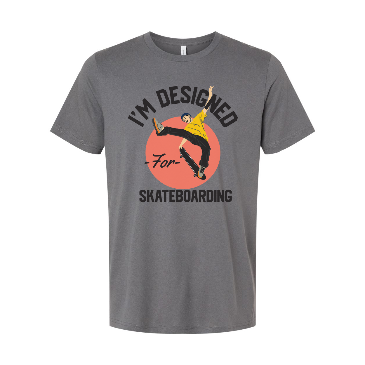 Unisex Skateboarding Graphic T Shirt Featuring Skater Illustration Over Circular Background