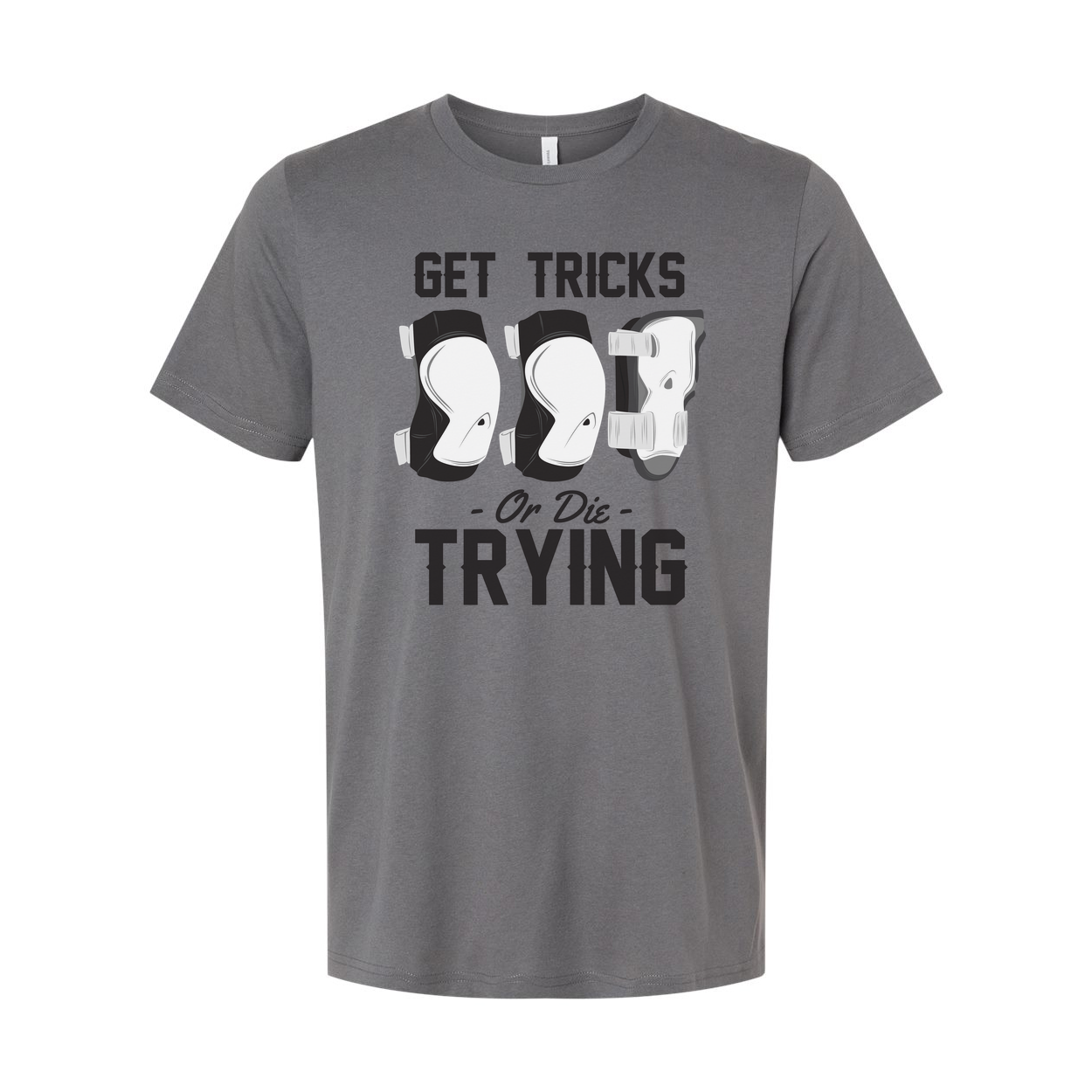 Unisex Skateboarding T Shirt With Get Tricks Or Die Trying Graphic Print For Fans