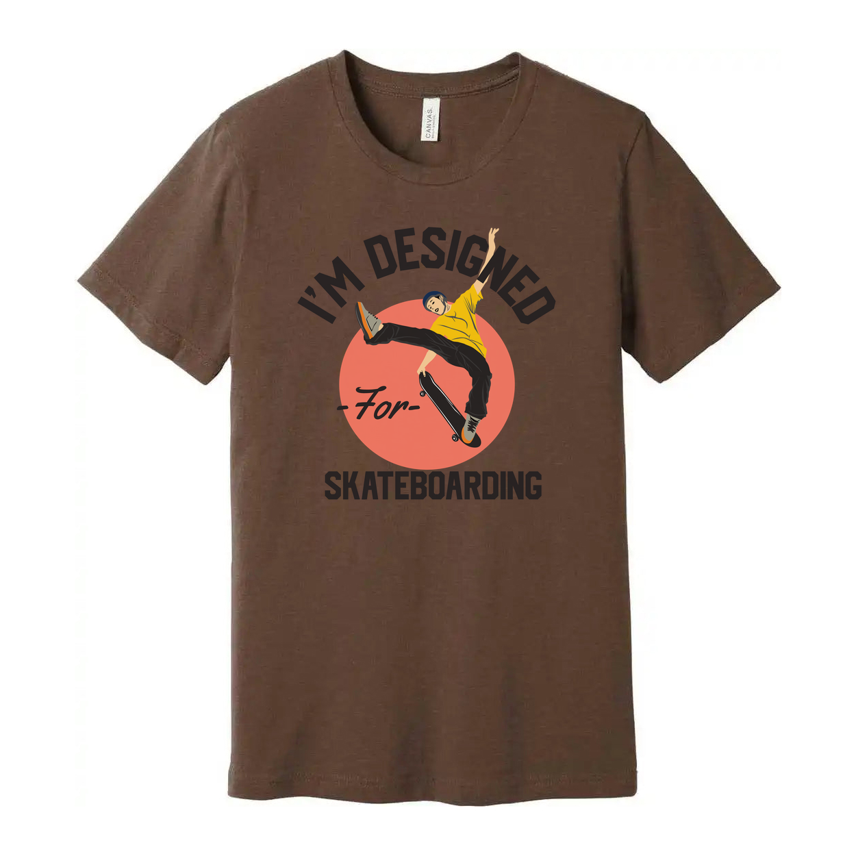 Unisex Skateboarding Graphic T Shirt Featuring Skater Illustration Over Circular Background