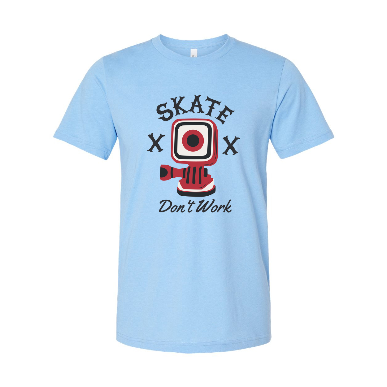 Skate Don't Work Graphic T Shirt Unisex Short Sleeve Tee With Red Camera Illustration Design