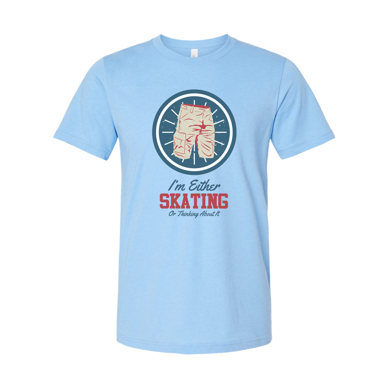 Unisex Skateboarding T Shirt With Circular Shorts Icon And Quote