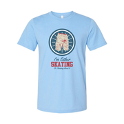 Unisex Skateboarding T Shirt With Circular Shorts Icon And Quote