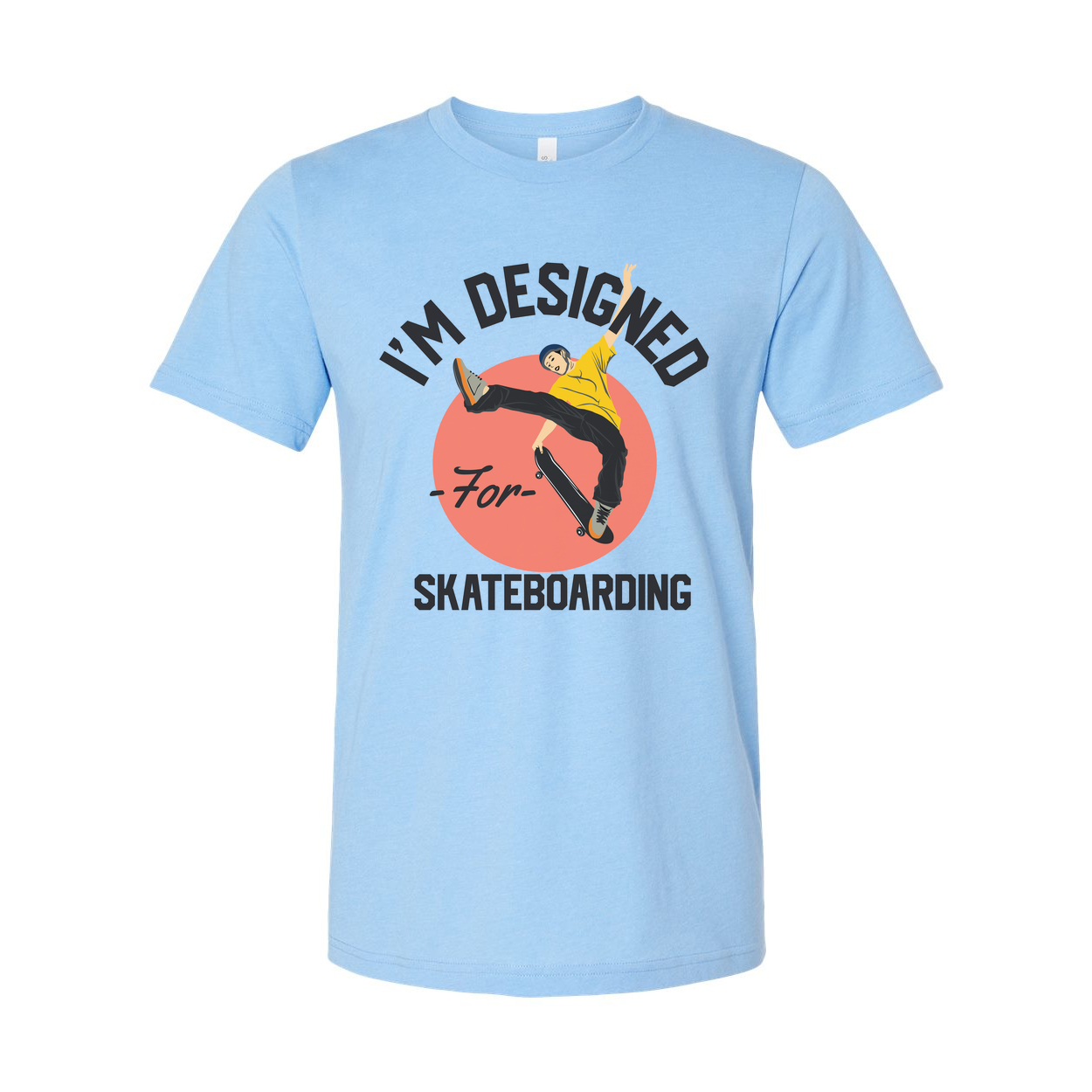 Unisex Skateboarding Graphic T Shirt Featuring Skater Illustration Over Circular Background