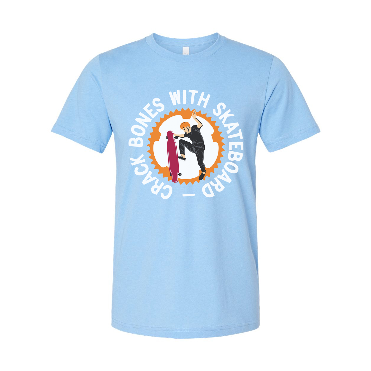 Unisex Skateboarding Graphic Tee With Circular Gear Design Featuring Rider Performing Trick