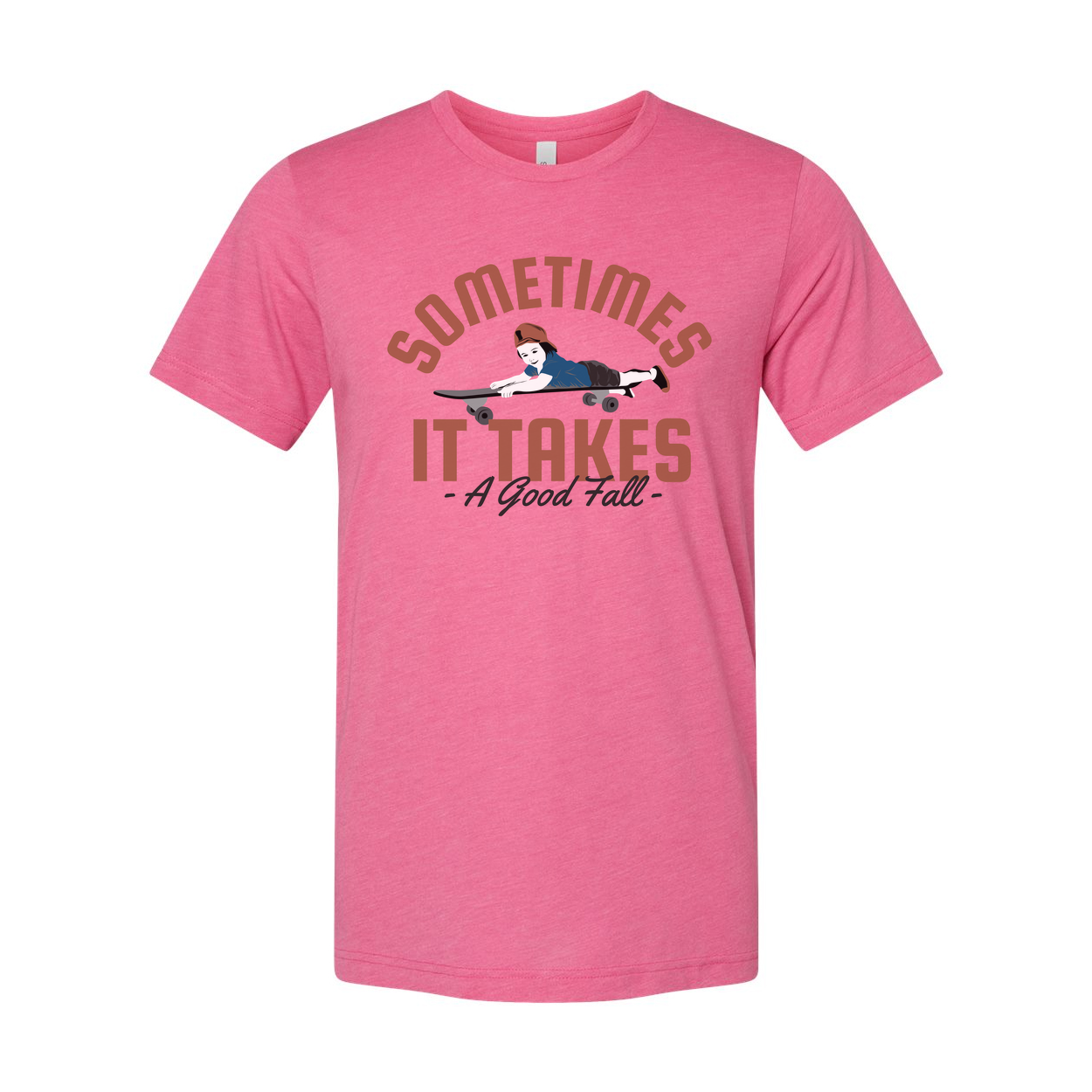 Sometimes It Takes A Good Fall Skateboard Graphic Tee For Unisex Short Sleeve Shirt