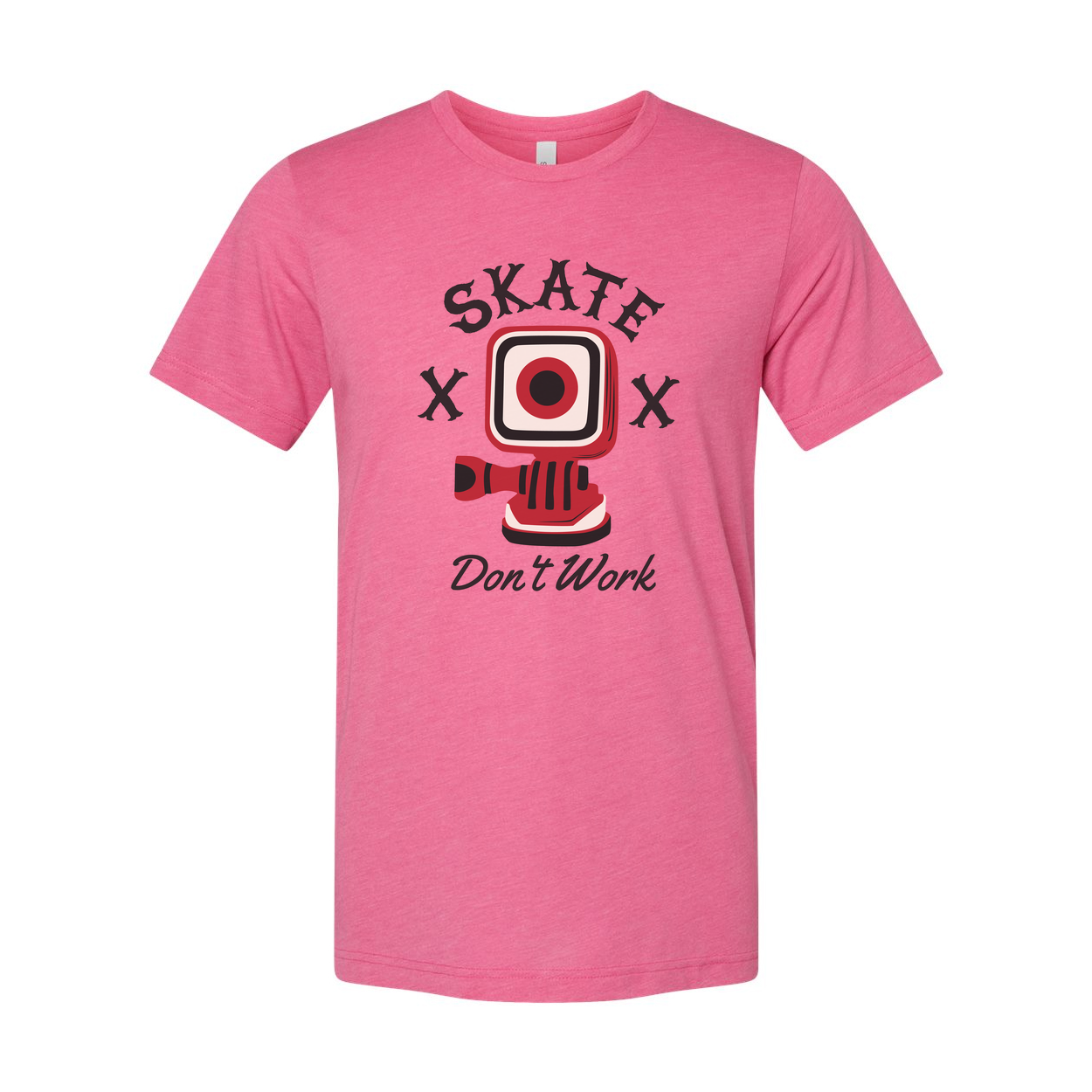 Skate Don't Work Graphic T Shirt Unisex Short Sleeve Tee With Red Camera Illustration Design