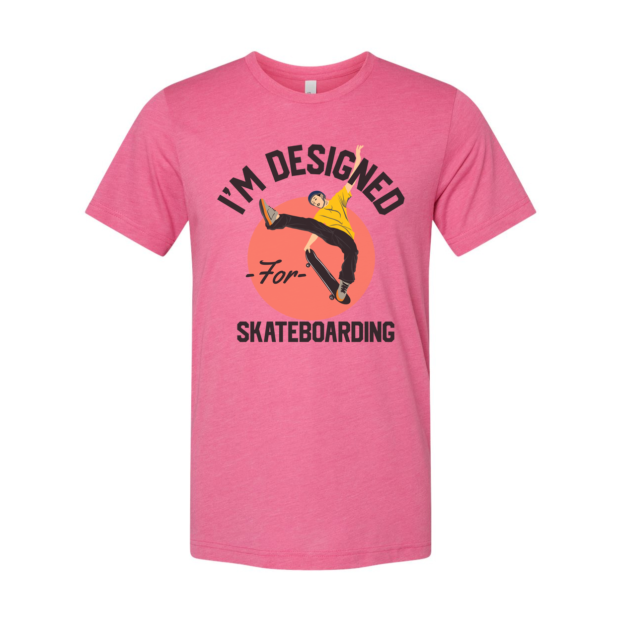 Unisex Skateboarding Graphic T Shirt Featuring Skater Illustration Over Circular Background