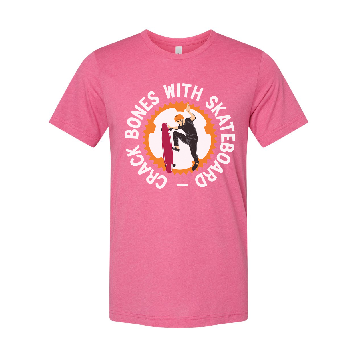 Unisex Skateboarding Graphic Tee With Circular Gear Design Featuring Rider Performing Trick