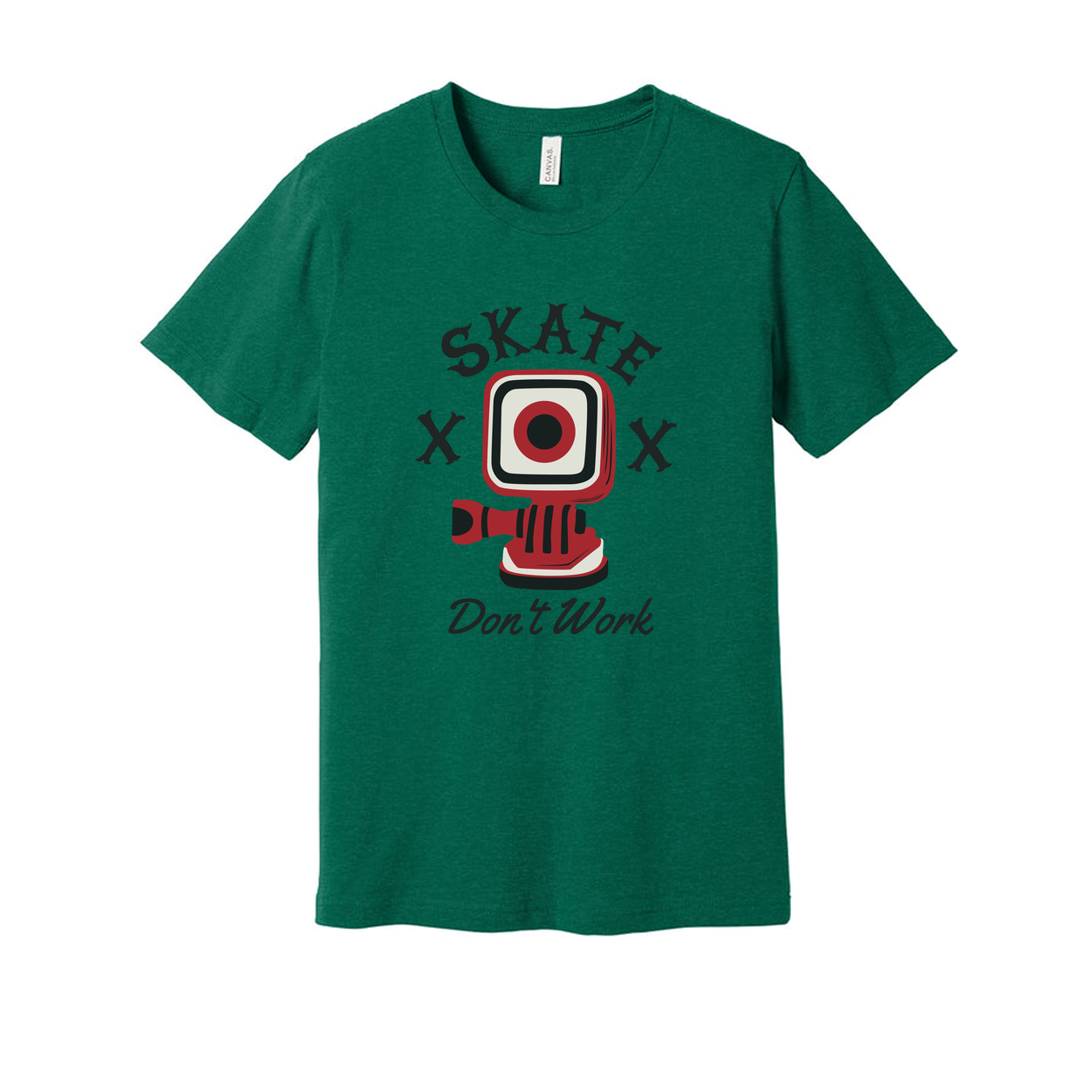 Skate Don't Work Graphic T Shirt Unisex Short Sleeve Tee With Red Camera Illustration Design