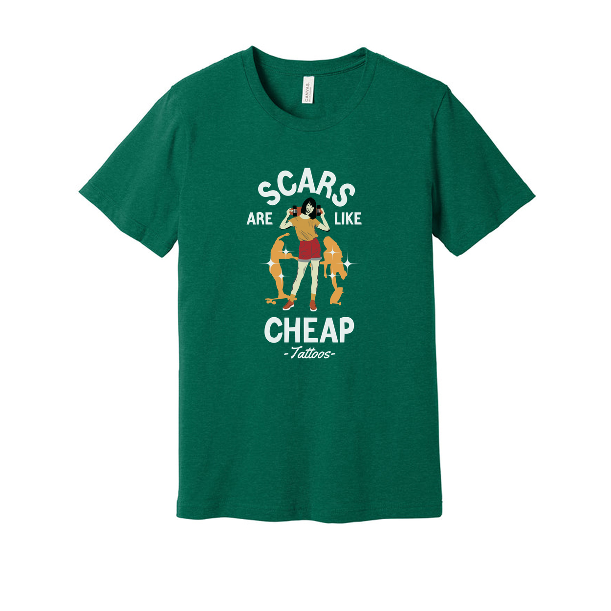 Unisex Graphic T Shirt With Scars Are Like Cheap Tattoos And Skateboard Art Urban Style