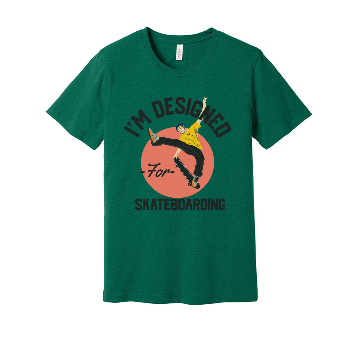 Unisex Skateboarding Graphic T Shirt Featuring Skater Illustration Over Circular Background