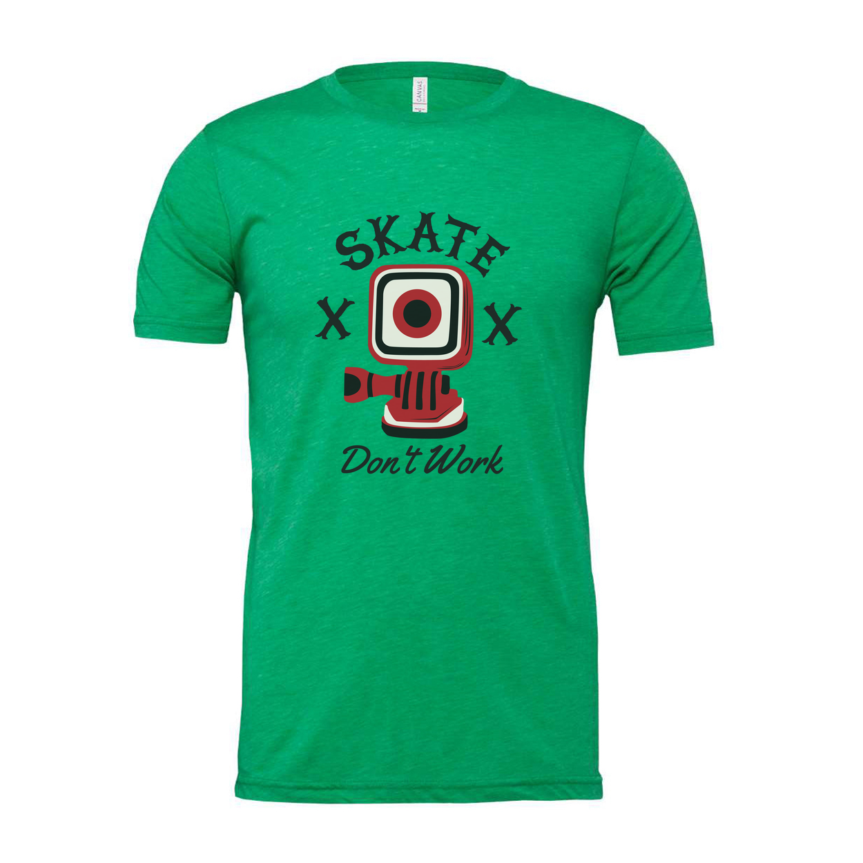 Skate Don't Work Graphic T Shirt Unisex Short Sleeve Tee With Red Camera Illustration Design