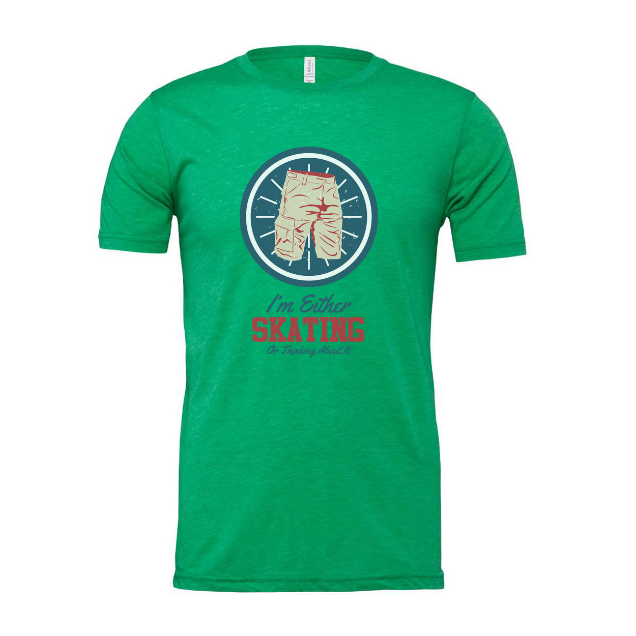 Unisex Skateboarding T Shirt With Circular Shorts Icon And Quote