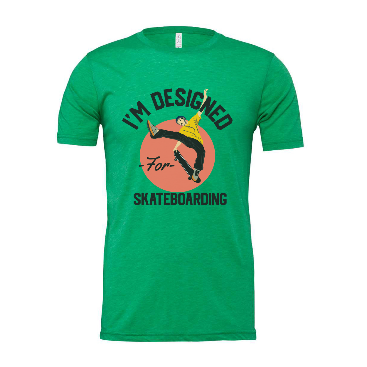 Unisex Skateboarding Graphic T Shirt Featuring Skater Illustration Over Circular Background
