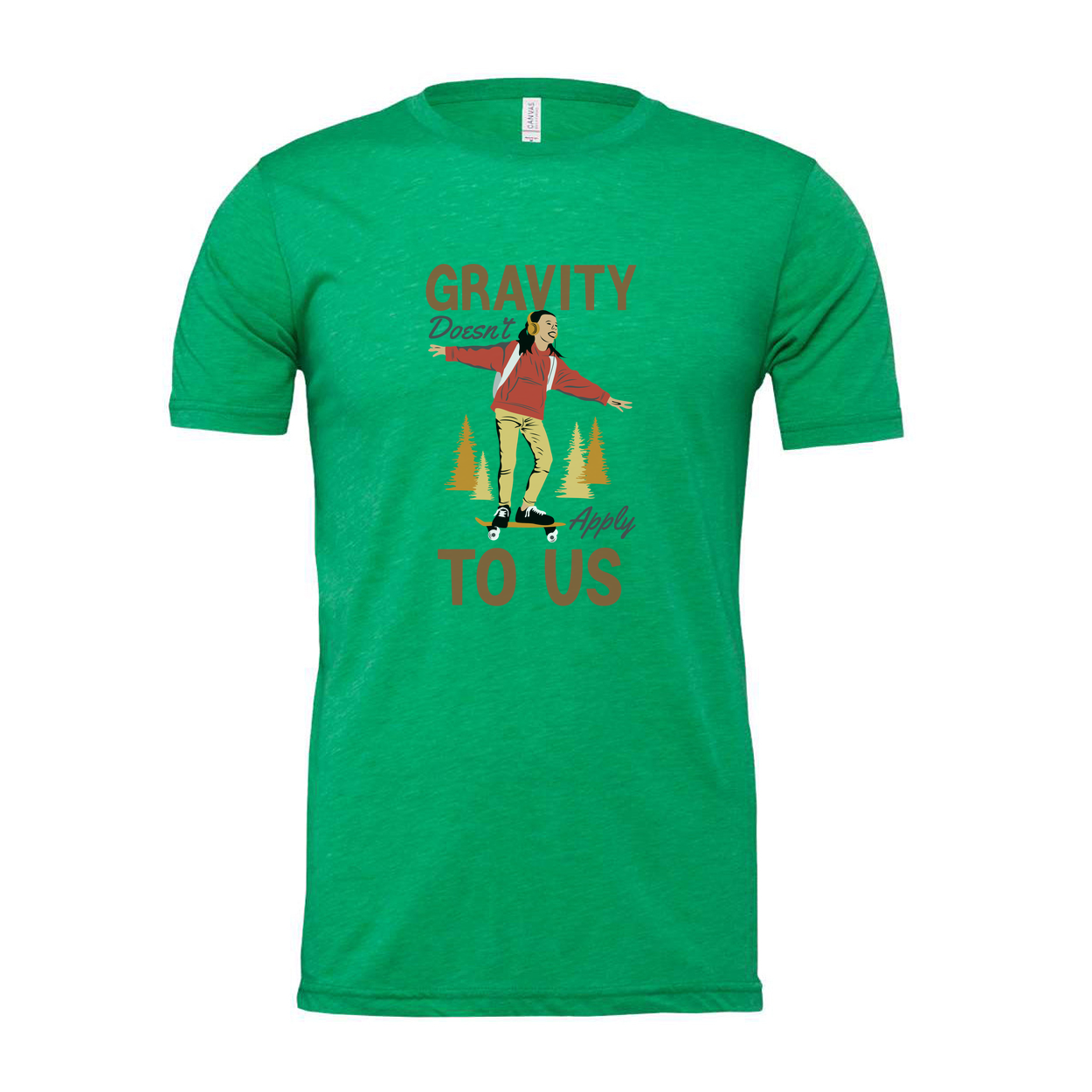 Unisex Skateboard Graphic Tee With Gravity Doesn’t Apply To Us Design For Everyday Wear
