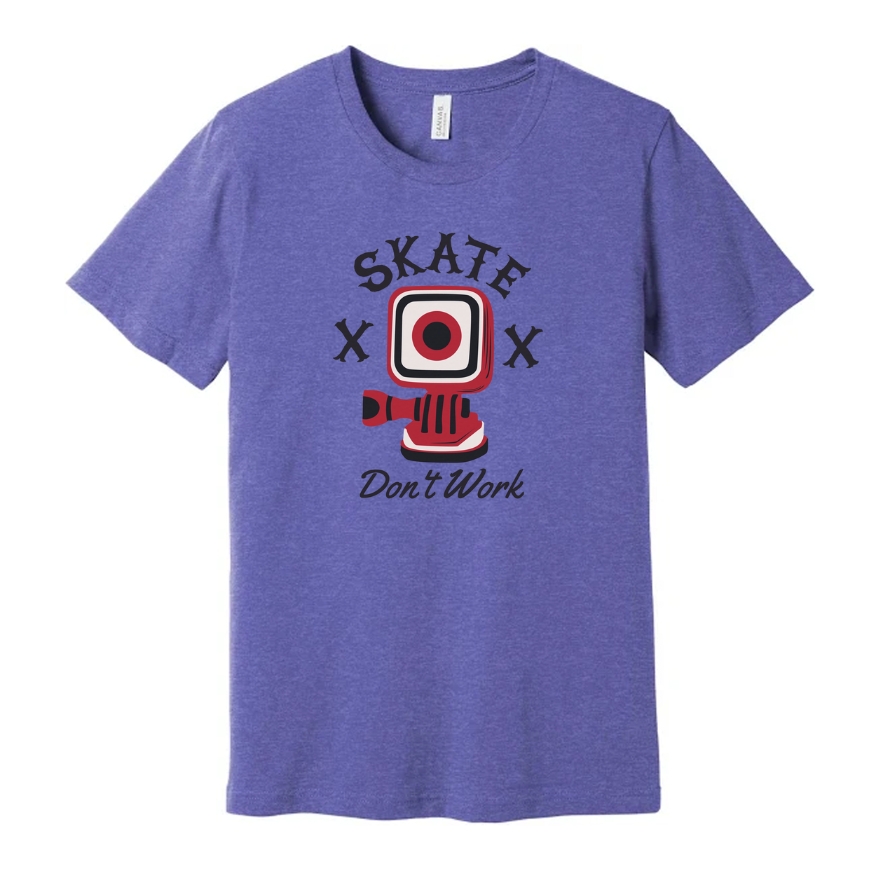 Skate Don't Work Graphic T Shirt Unisex Short Sleeve Tee With Red Camera Illustration Design