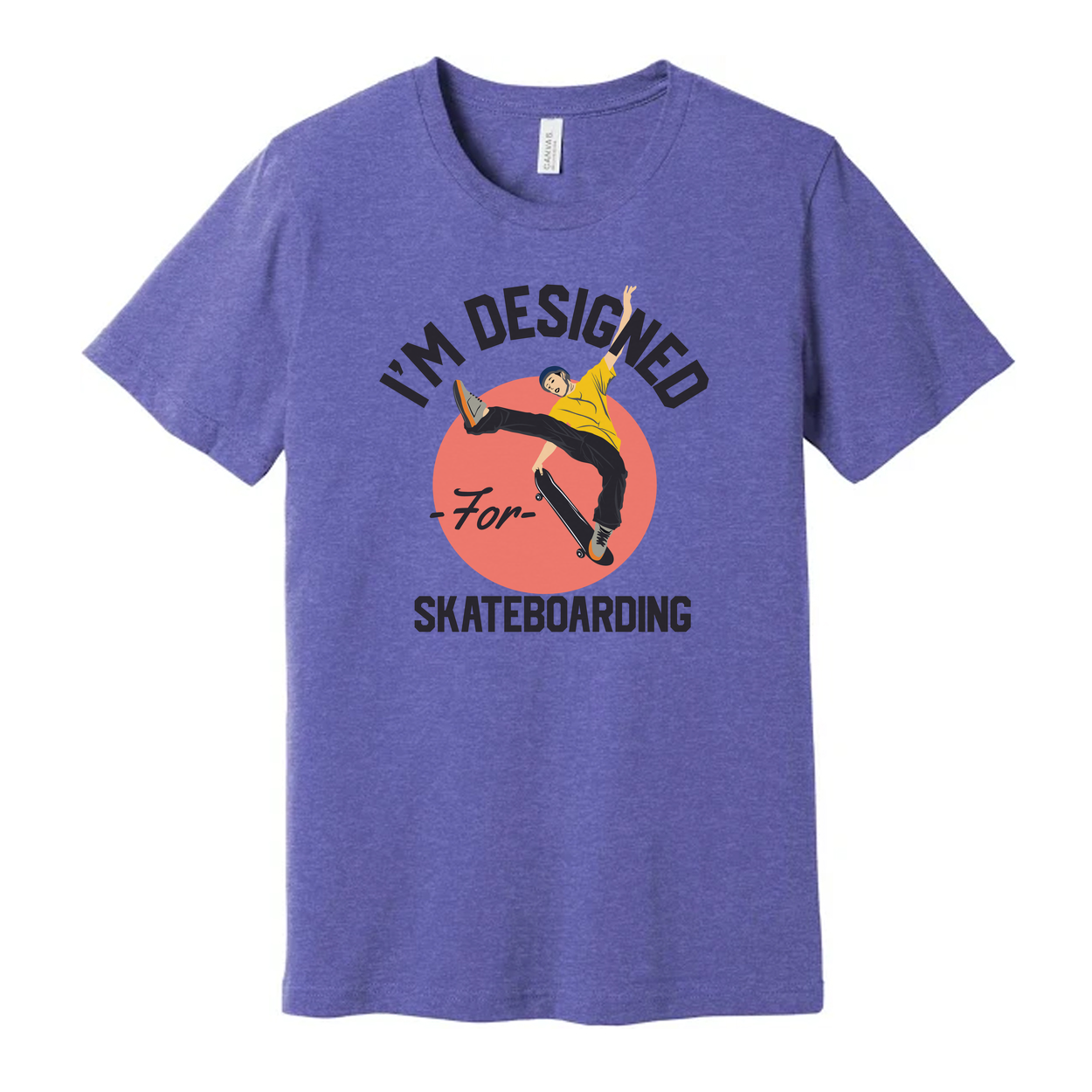 Unisex Skateboarding Graphic T Shirt Featuring Skater Illustration Over Circular Background