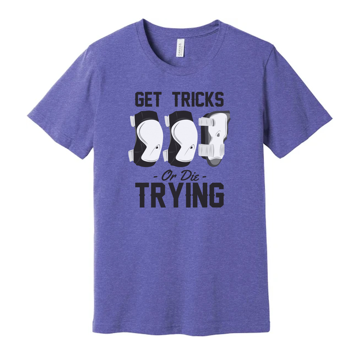 Unisex Skateboarding T Shirt With Get Tricks Or Die Trying Graphic Print For Fans