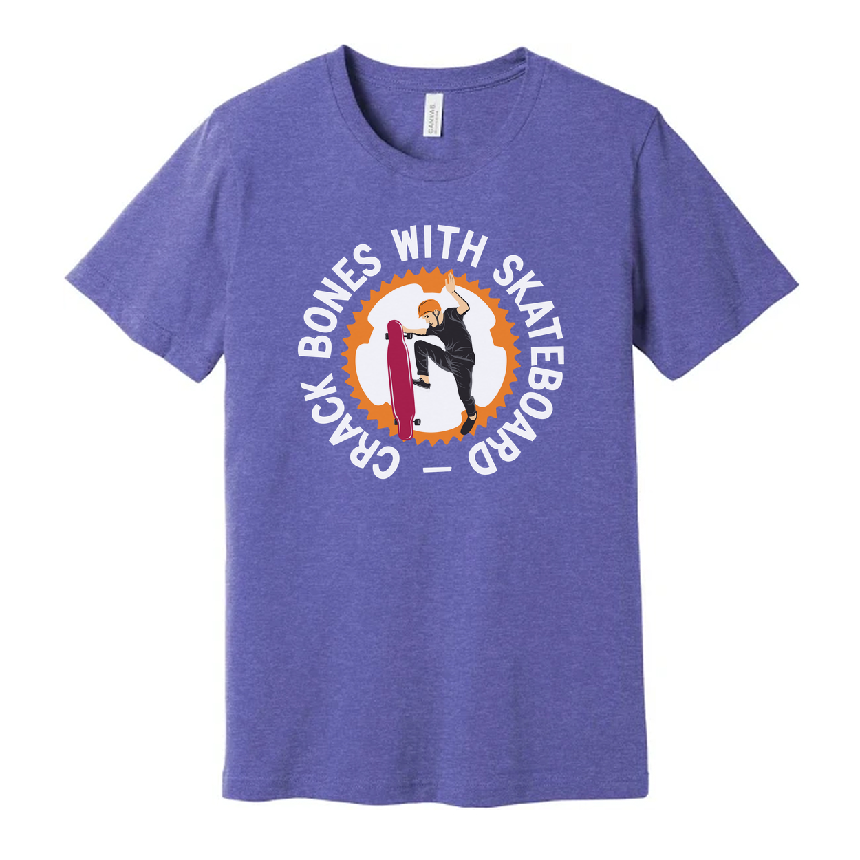 Unisex Skateboarding Graphic Tee With Circular Gear Design Featuring Rider Performing Trick