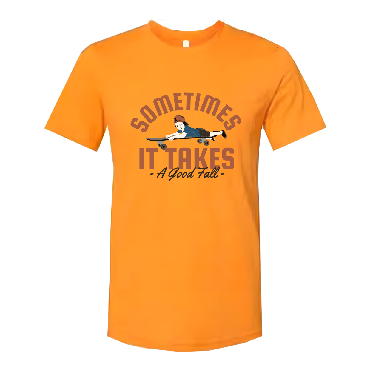 Sometimes It Takes A Good Fall Skateboard Graphic Tee For Unisex Short Sleeve Shirt