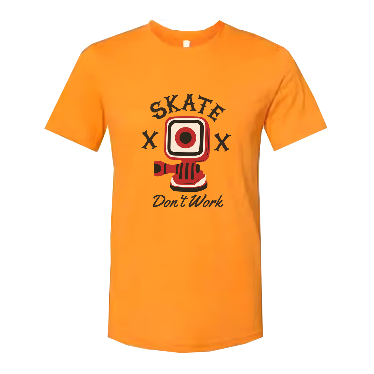 Skate Don't Work Graphic T Shirt Unisex Short Sleeve Tee With Red Camera Illustration Design