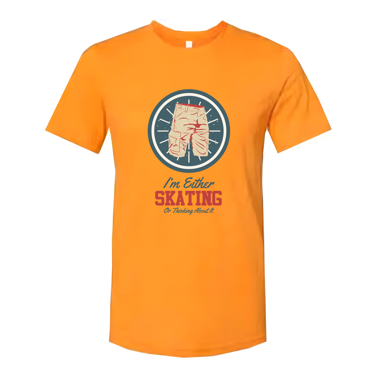 Unisex Skateboarding T Shirt With Circular Shorts Icon And Quote
