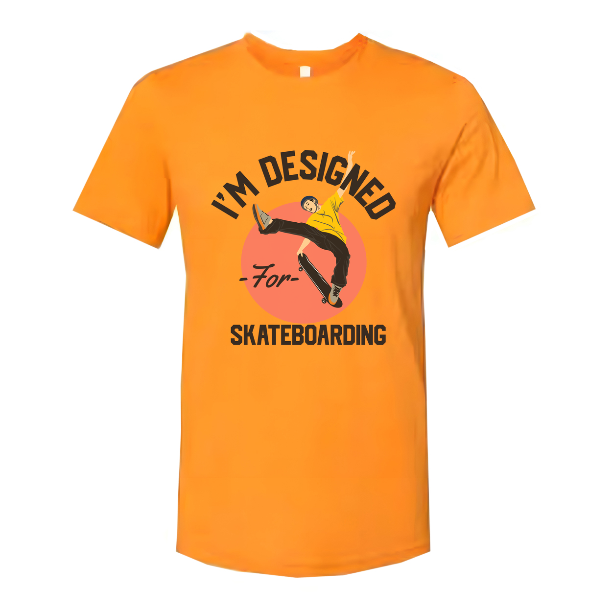 Unisex Skateboarding Graphic T Shirt Featuring Skater Illustration Over Circular Background