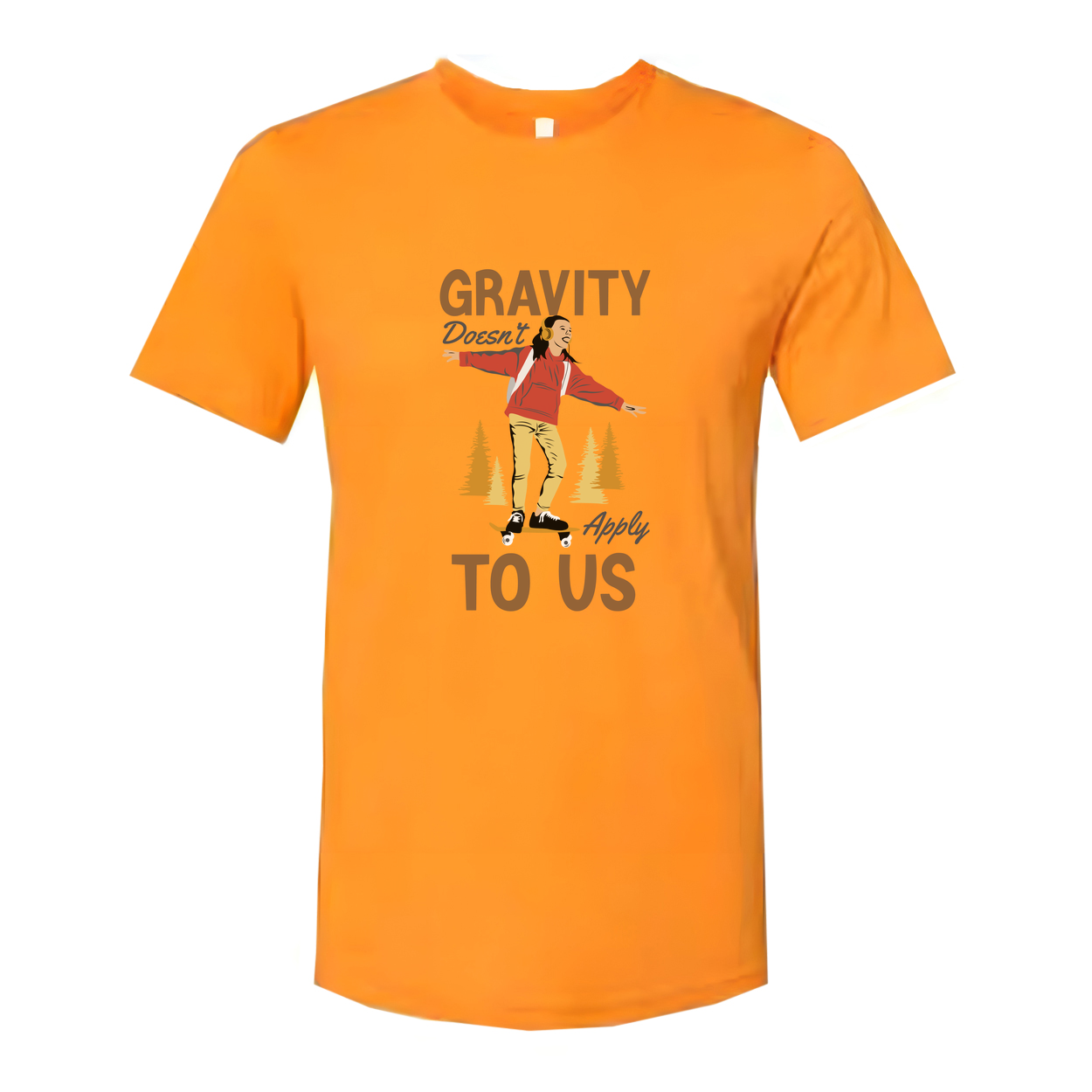Unisex Skateboard Graphic Tee With Gravity Doesn’t Apply To Us Design For Everyday Wear