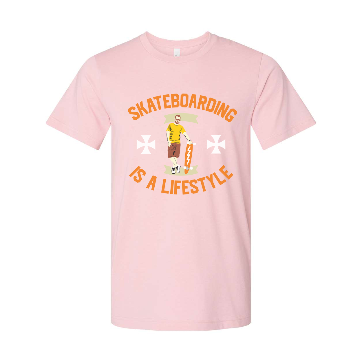 Unisex Skateboarding Graphic T Shirt With Centered Skater Illustration And Is A Lifestyle Arch Text