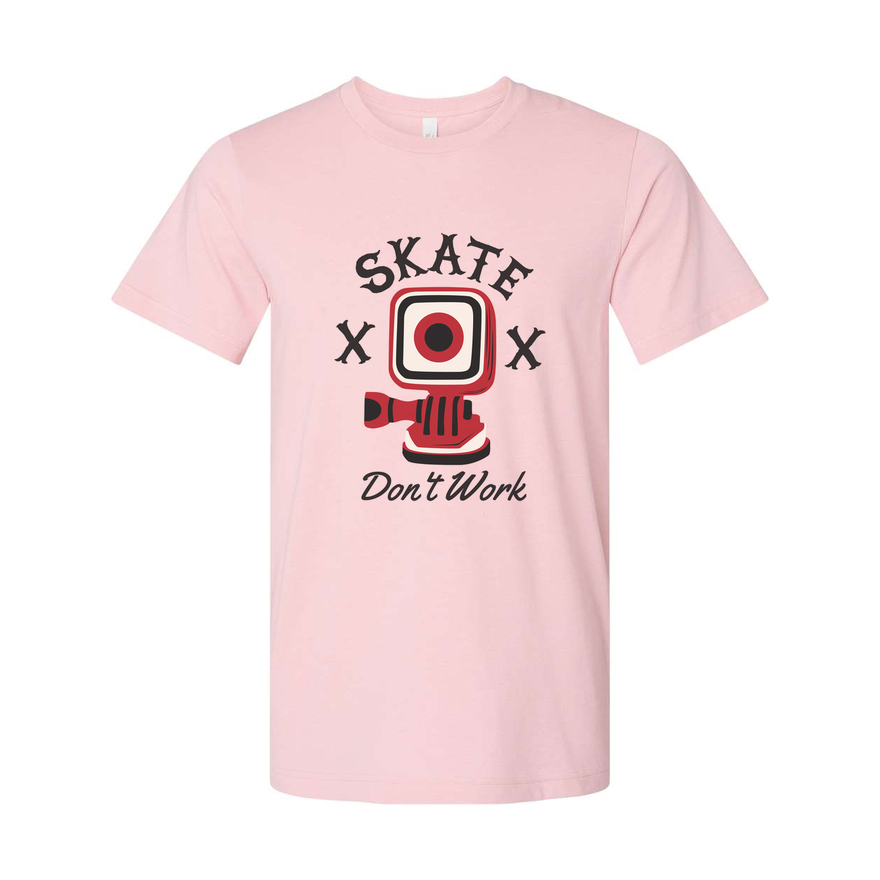 Skate Don't Work Graphic T Shirt Unisex Short Sleeve Tee With Red Camera Illustration Design