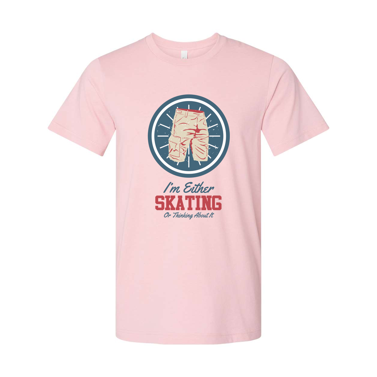 Unisex Skateboarding T Shirt With Circular Shorts Icon And Quote