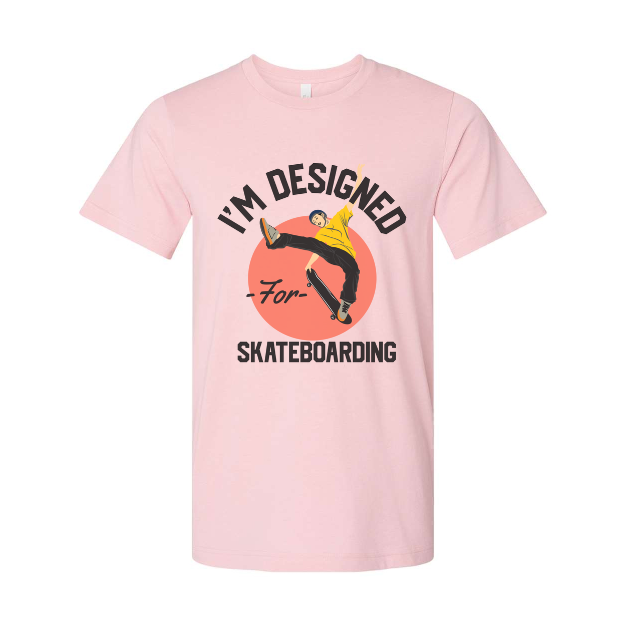 Unisex Skateboarding Graphic T Shirt Featuring Skater Illustration Over Circular Background