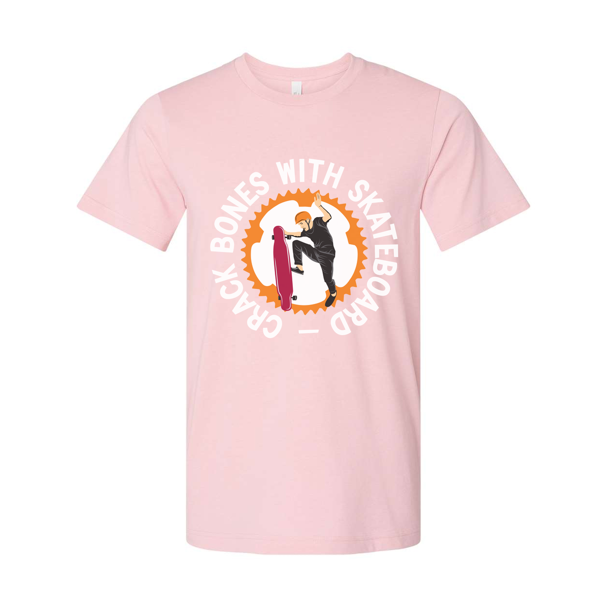 Unisex Skateboarding Graphic Tee With Circular Gear Design Featuring Rider Performing Trick