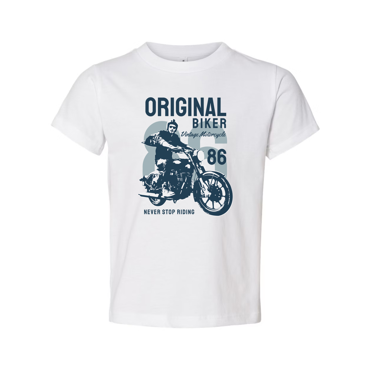 Original Biker Vintage Motorcycle Graphic Tee Unisex Never Stop Riding 86 Design