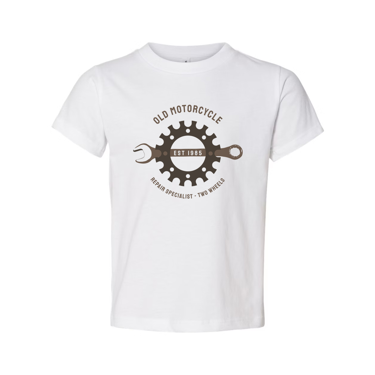 Old Motorcycle Gear Graphic T Shirt Unisex Vintage Repair Specialist Two Wheels Est 1985 Design