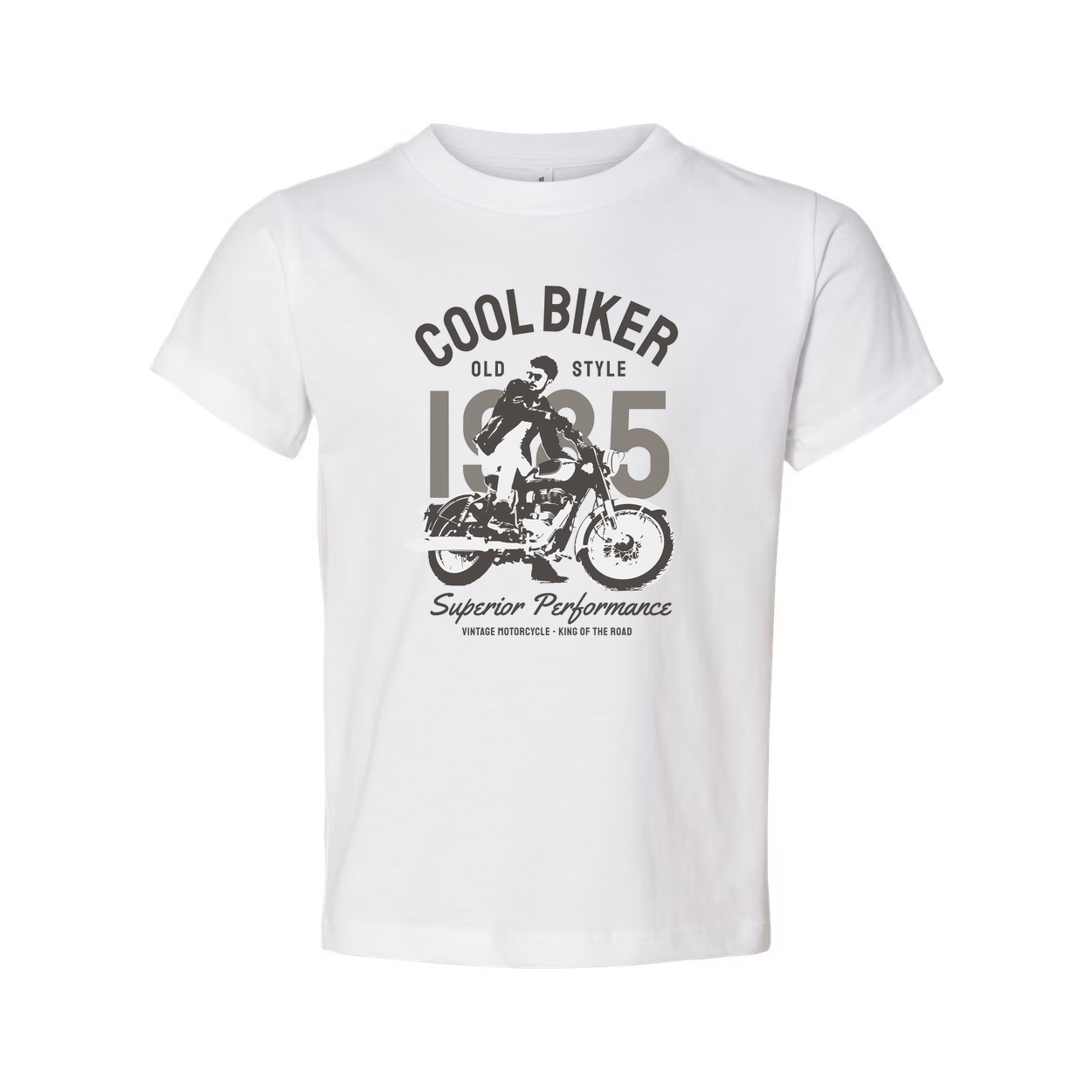 Vintage Motorcycle Graphic T Shirt With Rider Silhouette Design For Casual Everyday Wear