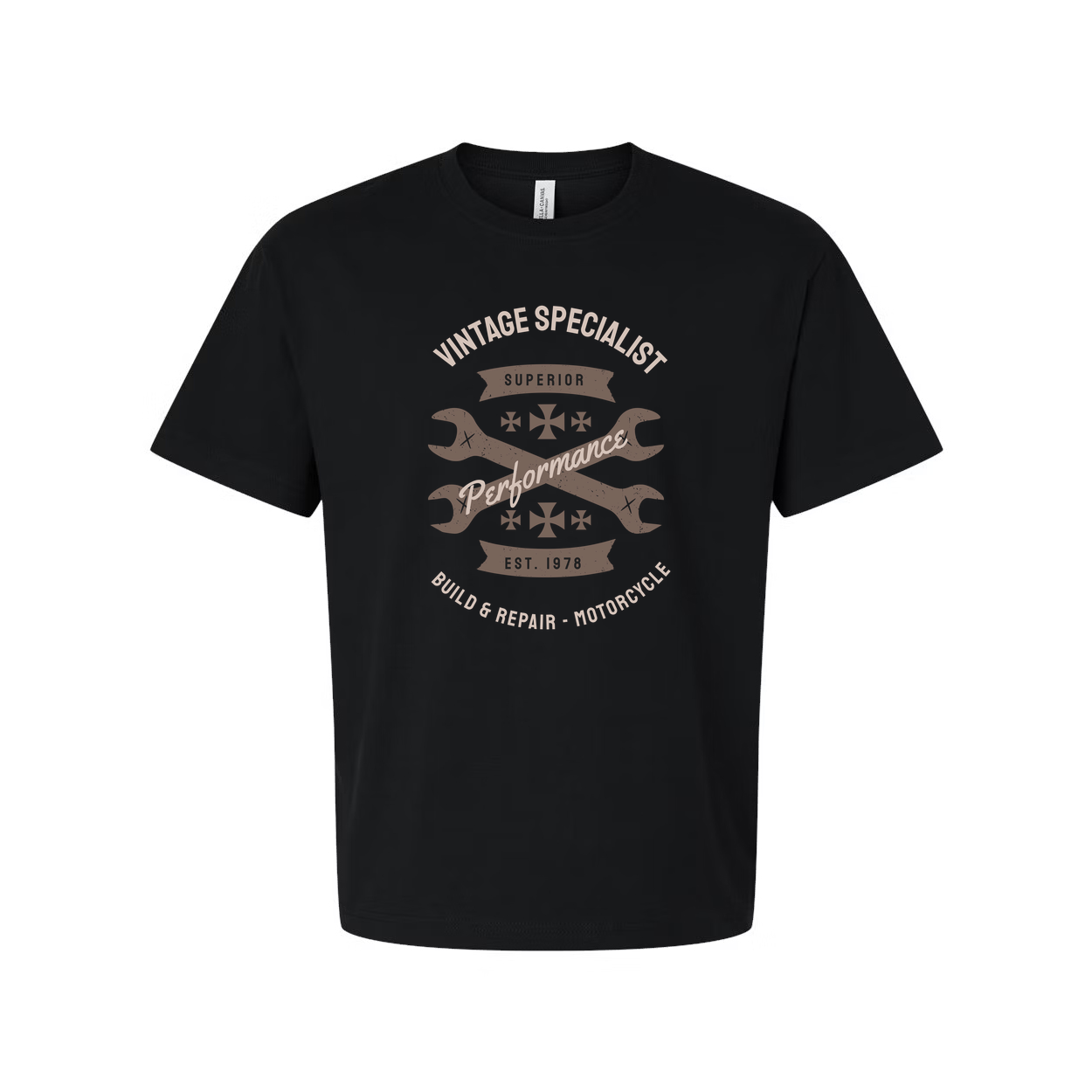 Vintage Motorcycle Design T Shirt With Wrench Crest Emblem And Est 1978 For Riders And Motorcycle Enthusiasts