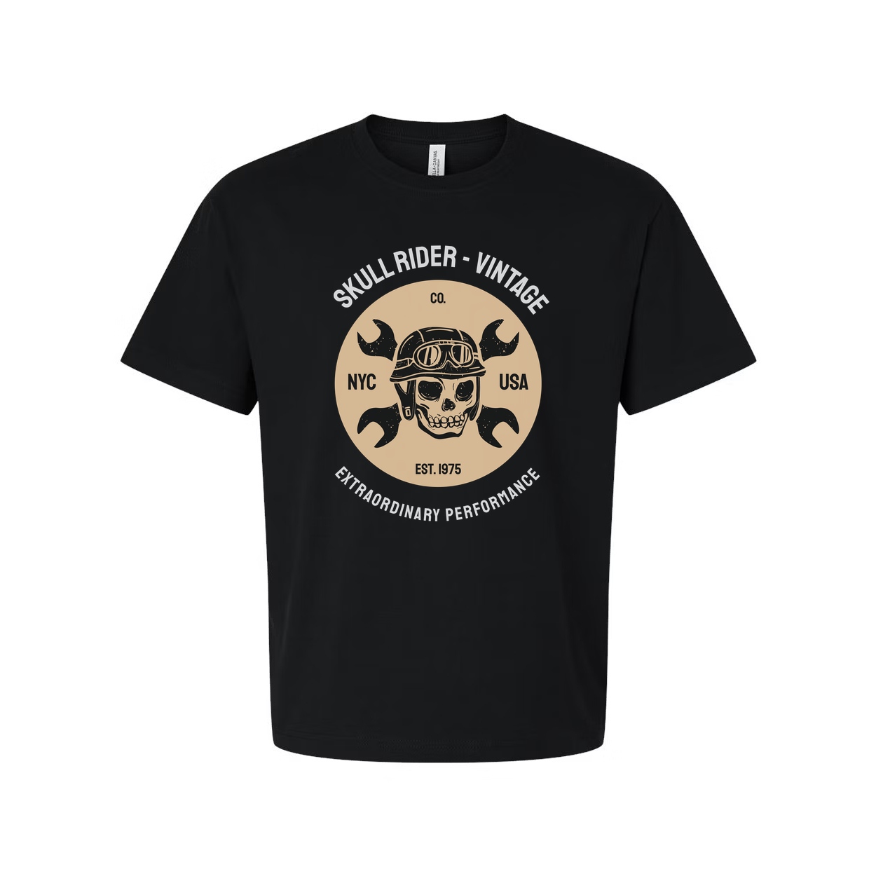 Vintage Motorcycle Skull Circle Graphic Tee Unisex Biker Tee With Wrench Emblem Logo