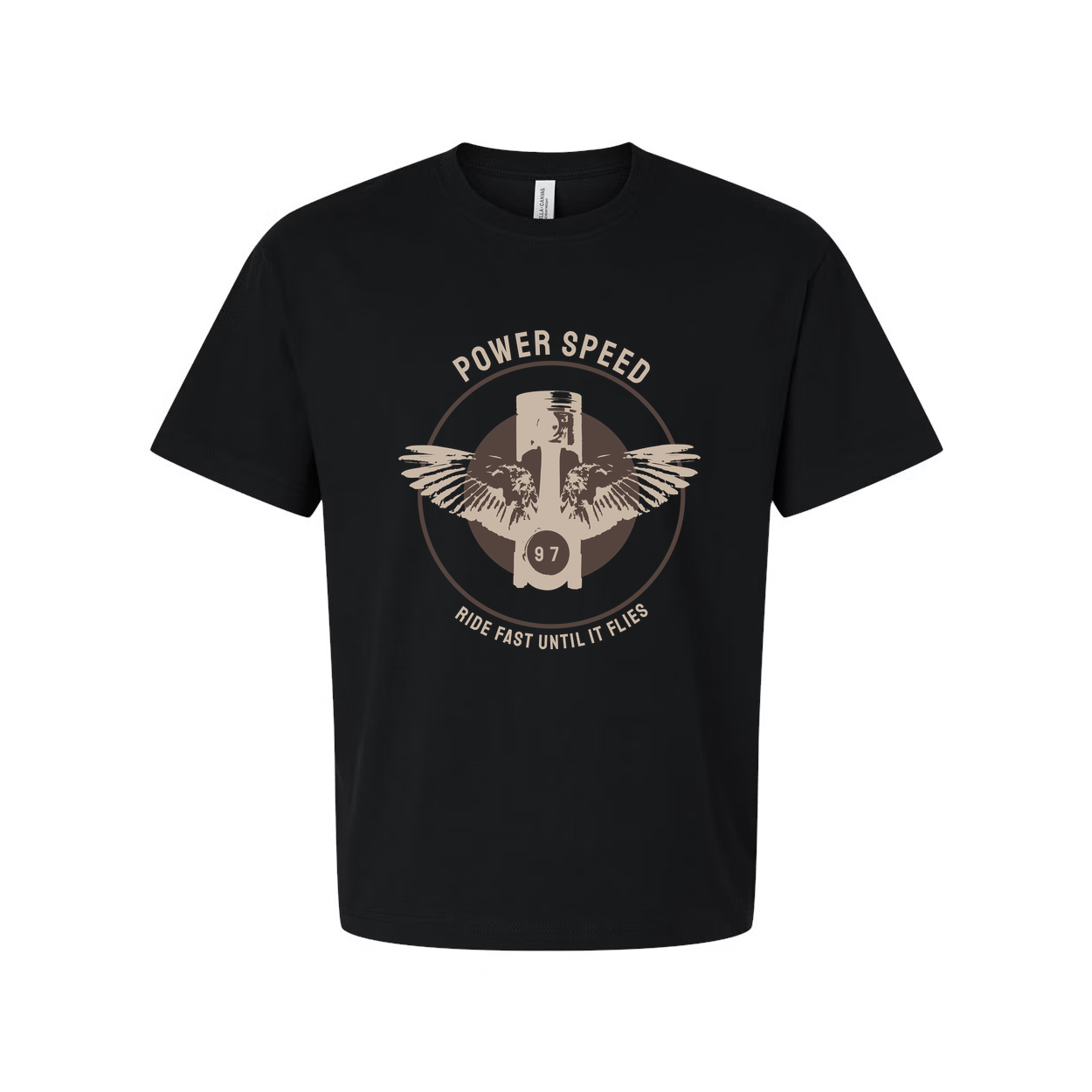 Unisex Motorcycle T Shirt With Vintage Power Speed Emblem And Wings Design Ride Fast Theme