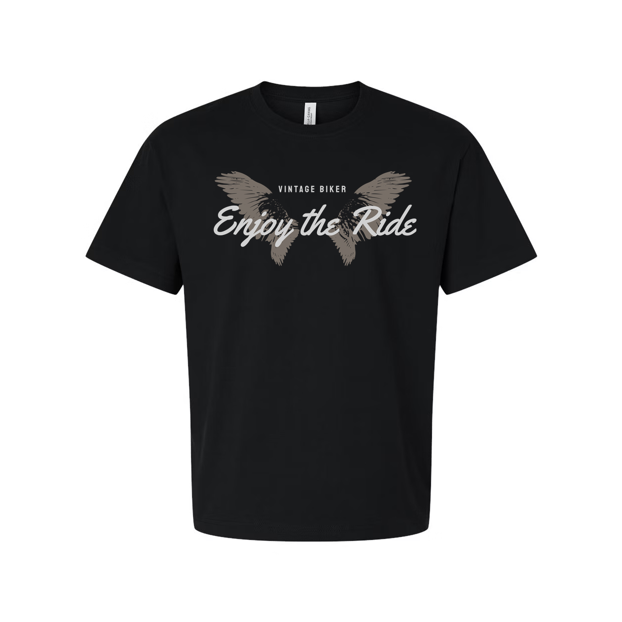 Unisex Motorcycle Wings Graphic T Shirt With Subtle Script Design Across The Chest