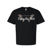 Unisex Motorcycle Wings Graphic T Shirt With Subtle Script Design Across The Chest