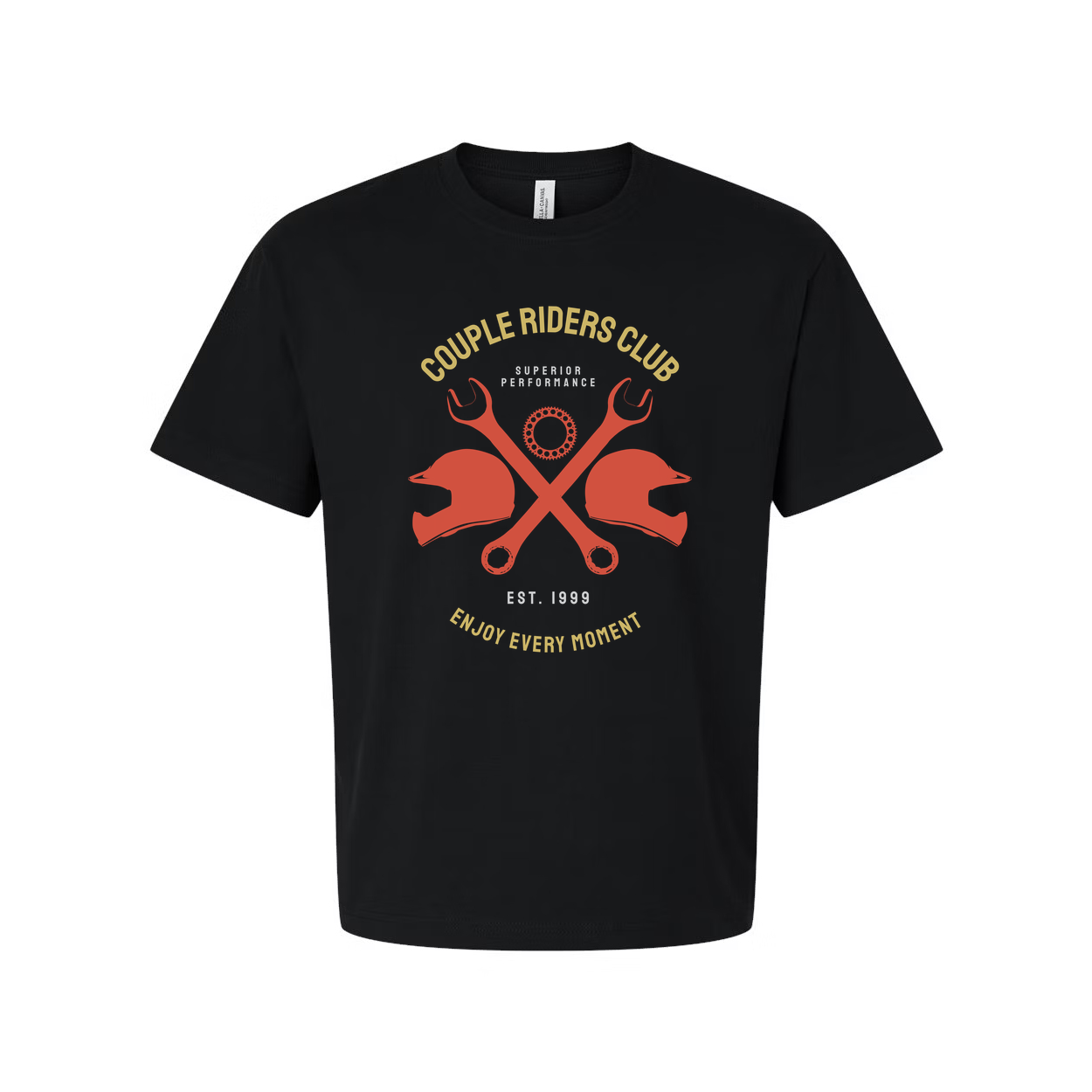 Couple Riders Club Graphic T Shirt With Wrench Emblem For Motorcycle Enthusiasts Worldwide