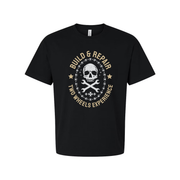 Unisex Motorcycle T Shirt With Skull Crest And Build And Repair Two Wheels Experience Graphic