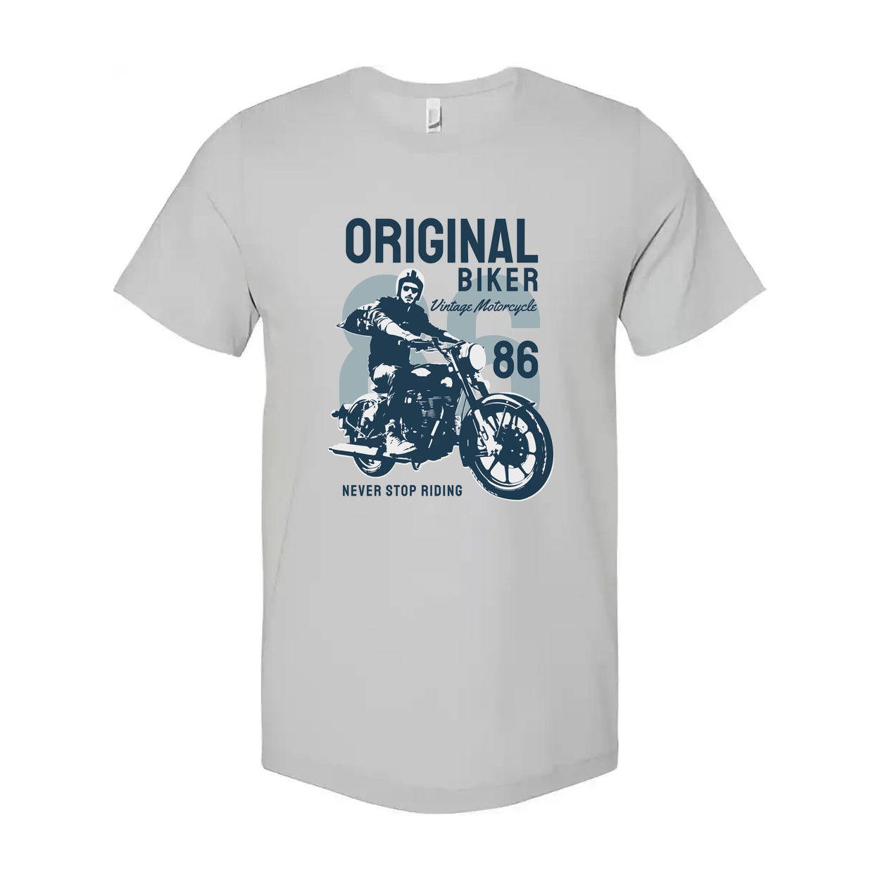 Original Biker Vintage Motorcycle Graphic Tee Unisex Never Stop Riding 86 Design