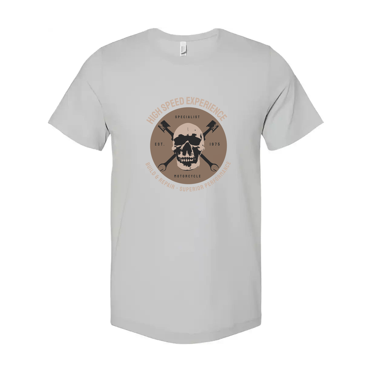 Motorcycle Skull Emblem Graphic T Shirt With Piston Crest For Men Women High Speed Experience